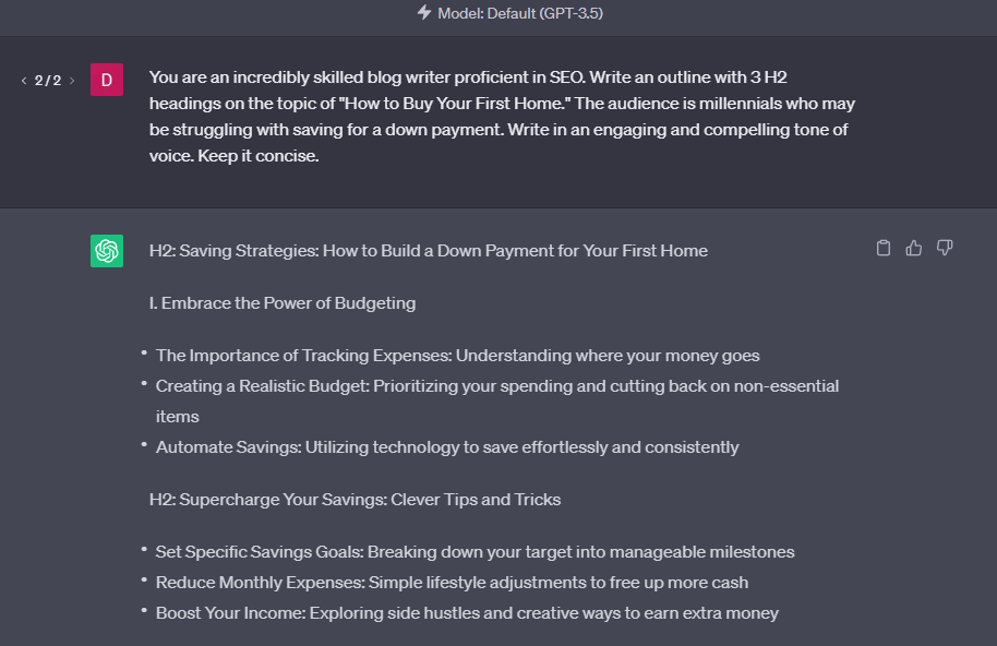 ChatGPT being used to write an outline